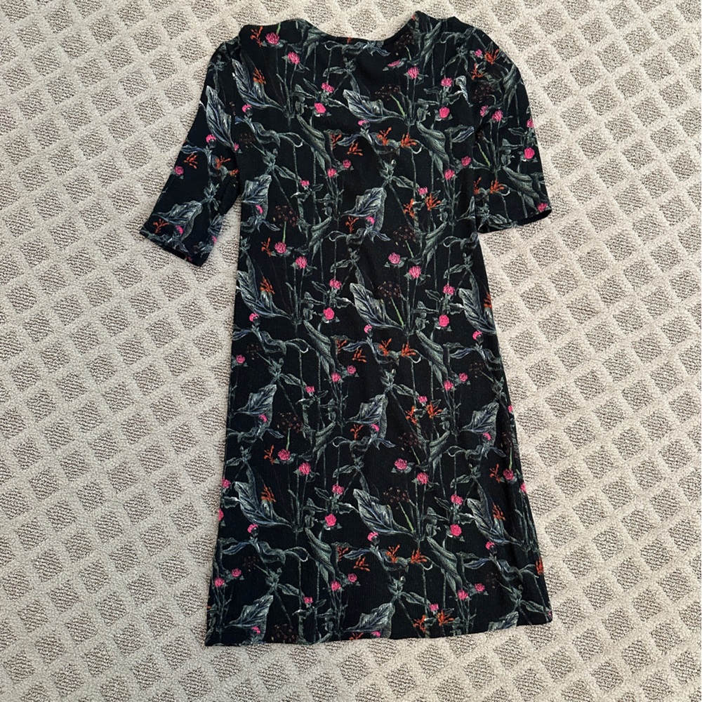 Topshop black and pink floral tunic dress